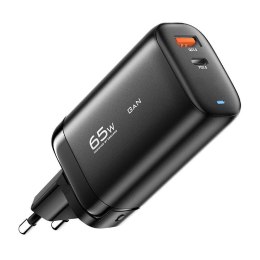 Ładowarka sieciowa, Essager, ECTAC-MYB01-Z, GaN, USB-C, USB-A, 65W (czarna)