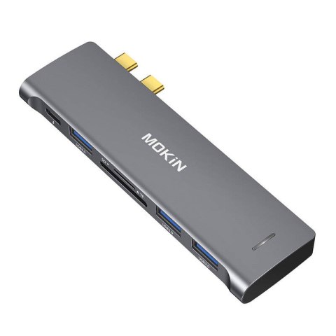 HUB 6 w 2 MOKiN USB-C do MacBooka 3xUSB-A 1xUSB-C 1xSD/MicroSD (srebrny)