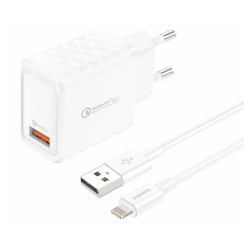 Ładowarka sieciowa Foneng EU54 18W USB-A, 3A (Biała) + kabel USB-A do Lightning