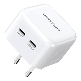 Ładowarka sieciowa Vention FBPW0-EU USB(C+C) GaN (35W/35W) (biała)