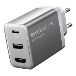 Ładowarka sieciowa Vention FJAH0-EU USB(C+A)+HDMI GaN (60W/5W/4K@60Hz) (szara)