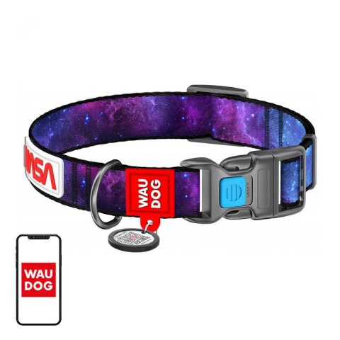 Obroża nylonowa z kodem QR dla psa Waudog "NASA21", rozmiar XL