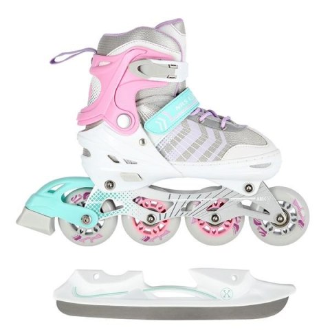 NH18192 4w1 RÓŻOWY ROZM.S(29-33) ŁYŻWOROLKI Z WYM. PŁ. FIGUROWĄ NILS EXTREME