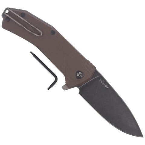 Nóż składany LionSteel KUR G10 Brown, Black Stone Washed