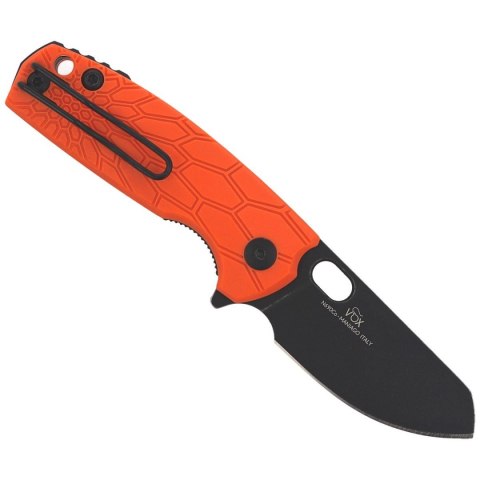 Nóż składany Fox Baby Core FRN Orange, Black Stonewashed N690 by Jesper Voxnaes (FX-608 OR)