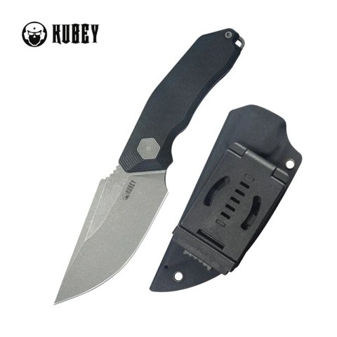 Nóż Kubey Basilisk Fixed Black G10, Stonewashed 14C28N by Damned Designs (KU381A)