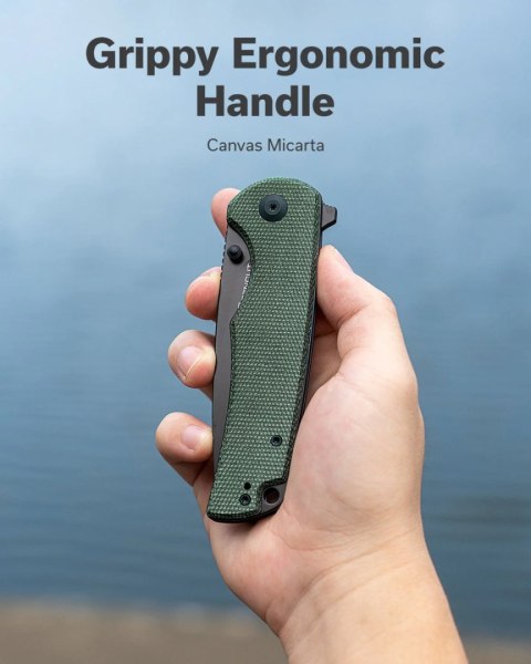 Nóż składany Sencut Praktisk Green Canvas Micarta, Black 9Cr18MoV (S24019-3)