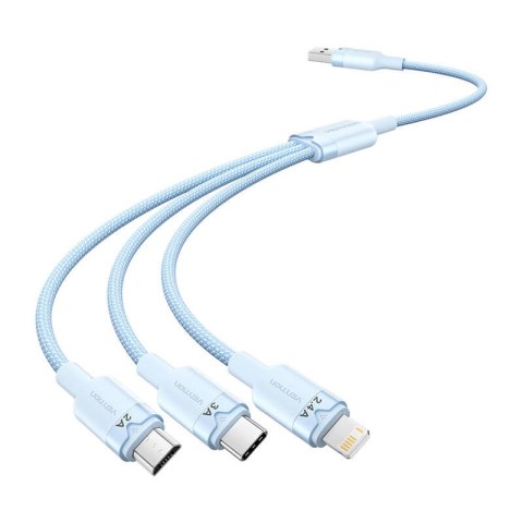 Kabel USB 2.0 A do 3w1 3A Vention CTPLG 1.5M (niebieski)