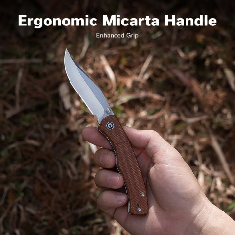 Nóż składany Civivi Clingman Brown Canvas Micarta, Satin Nitro-V by Taylor Martin Best Damn EDC (C23065-3)
