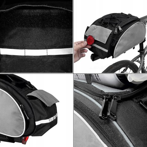 TORBA ROWEROWA SAKWA TYLNA PRZENOŚNA NA BAGAŻNIK POJEMNA WYTRZYMAŁA 13L