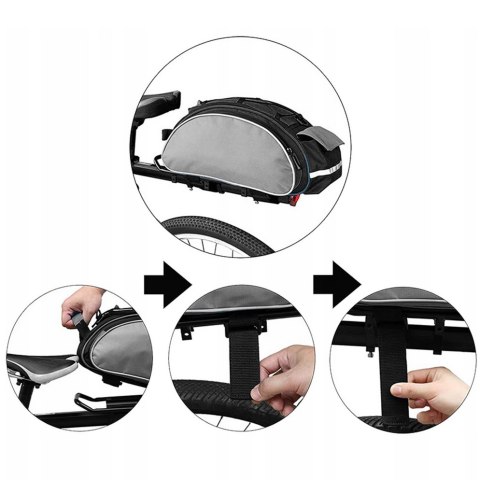 TORBA ROWEROWA SAKWA TYLNA PRZENOŚNA NA BAGAŻNIK POJEMNA WYTRZYMAŁA 13L