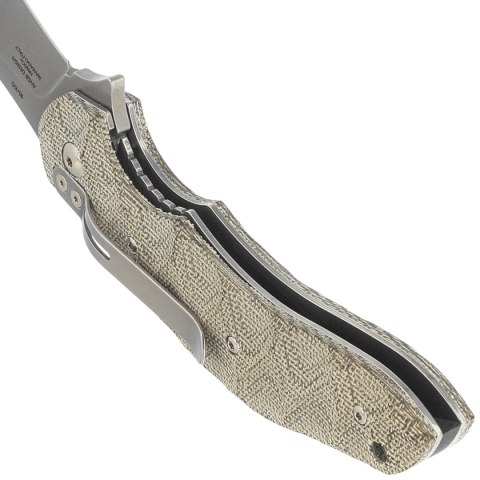 Nóż składany Fox Flipper OD Green Canvas Micarta, Acid Stonewashed N690Co by Jens Ansø (FX-302 MOD)