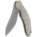 Nóż składany Fox Flipper OD Green Canvas Micarta, Acid Stonewashed N690Co by Jens Ansø (FX-302 MOD)