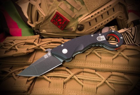 Nóż składany Spartan Blades Ronin Shoto Karambit Black G10, Black TiN CPM 154CM by Tu Lam (SFBL9BK)