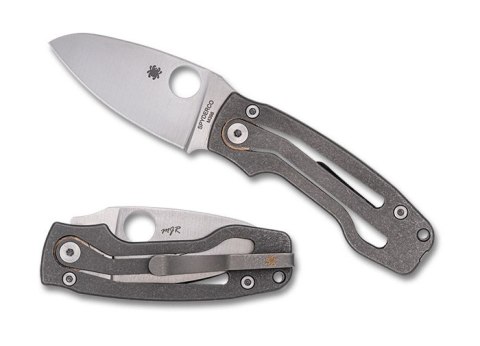 Nóż składany Spyderco Pits 2 Slipit Gray Titanium, Satin M390 by Mike Read (C269TIP)