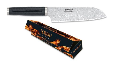 Nóż kuchenny Tokisu Santoku Black Rubber, Damascus (17477)
