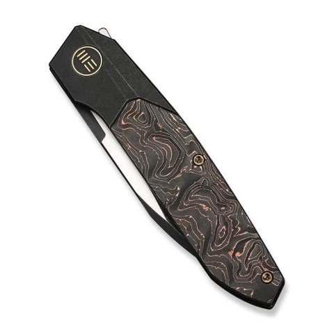 Nóż składany WeKnife Brr15 Black Titanium/Copper Foil Carbon Fiber, Black Stonewashed/Satin M390 by Rafal Brzeski (WE24007-1)