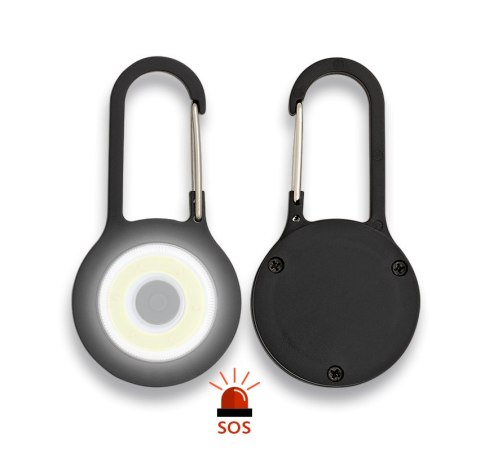 Karabińczyk z latarką Barbaric Black PVC (09901)