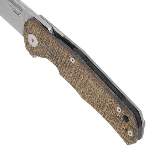 Nóż składany LionSteel Q4ttro Green Burlap Micarta/Titanium, Satin MagnaCut by Molletta (Q4 BGR)