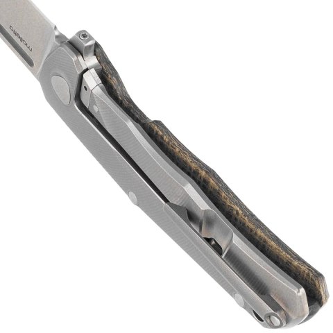 Nóż składany LionSteel Q4ttro Green Burlap Micarta/Titanium, Satin MagnaCut by Molletta (Q4 BGR)