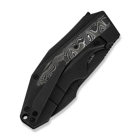 Nóż składany WeKnife Coral Black Titanium/Aluminium Foil Carbon Fiber, Black Stonewashed CPM 20CV by Gustavo T. Cecchini (WE2404