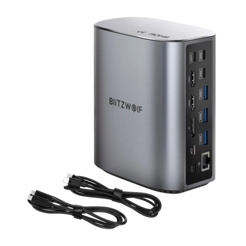 Stacja dokująca 17w1 Blitzwolf BW-TH15 2xHD+DP+4xC+3xUSB 3.0+USB 3.1+C 3.2+C PD+RJ45+micro SD+SD+3,5mm Audio